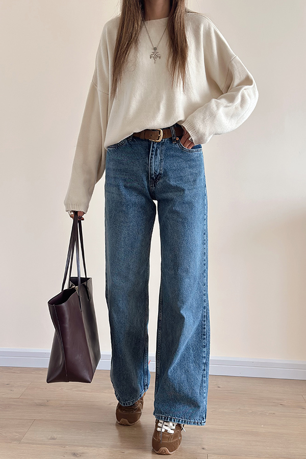 جین آبی ترک نیم بگ zara