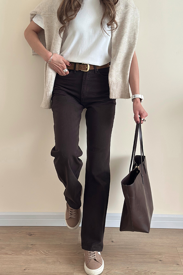 جین قهوه ای تیره ZARA