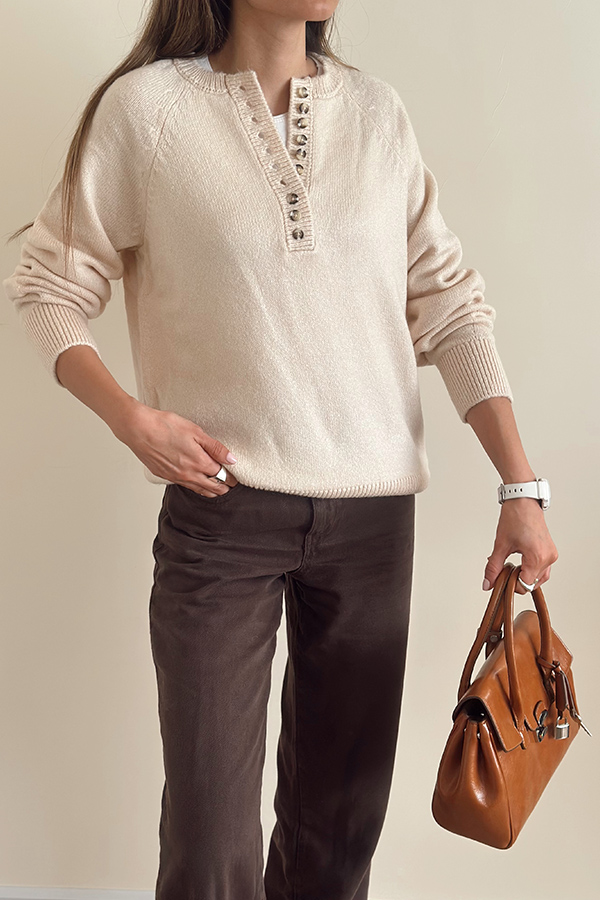 بلوز بافت minimal ( کرم تیره )