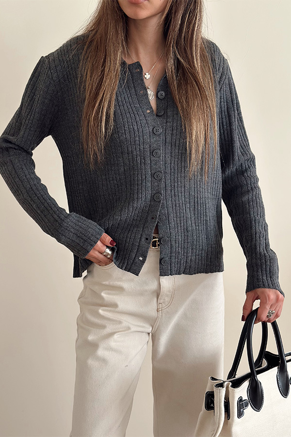 بلوز بافت ترک زنانه طوسی تیره