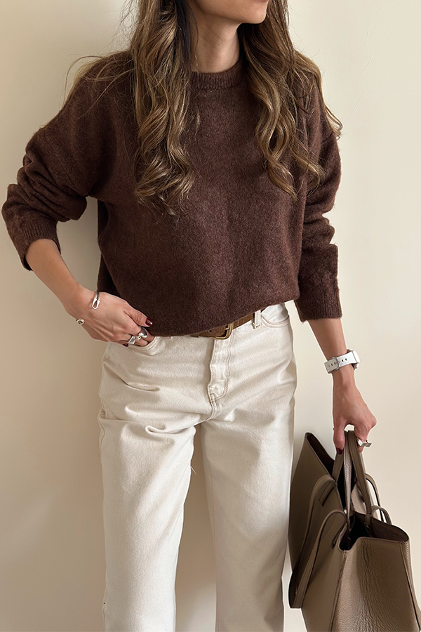 بلوز بافت ترک قهوه ای