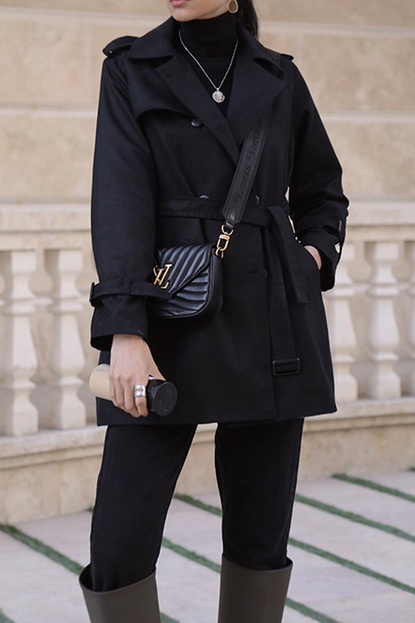 ترنچ کت مشکی زنانه مرتا