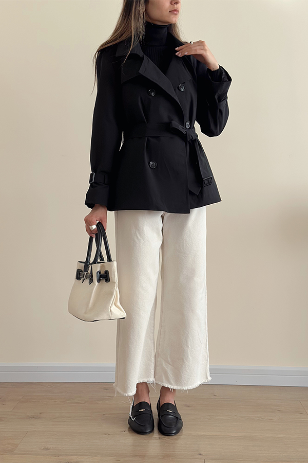 ترنچ کت مشکی زنانه مرتا