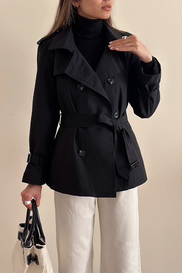 ترنچ کت مشکی زنانه مرتا