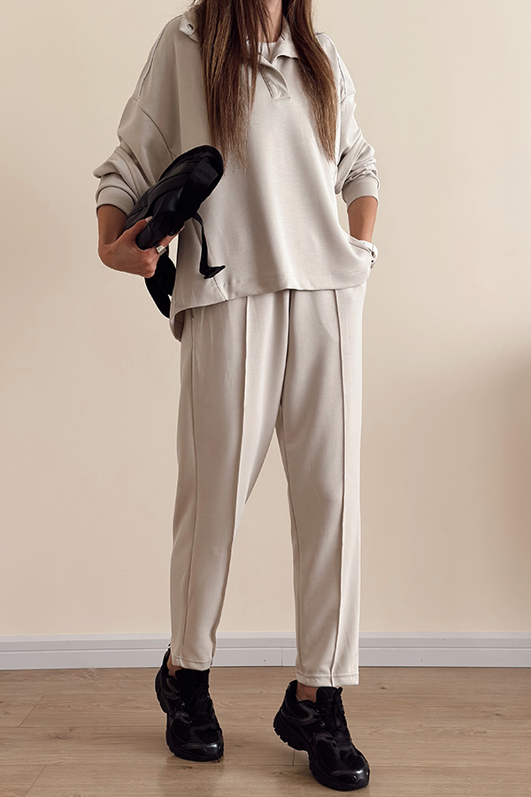 ست سویشرت شلوار ترک کرم