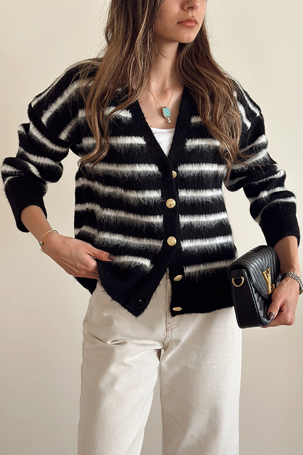 کاردیگن بافت مشکی راه راه