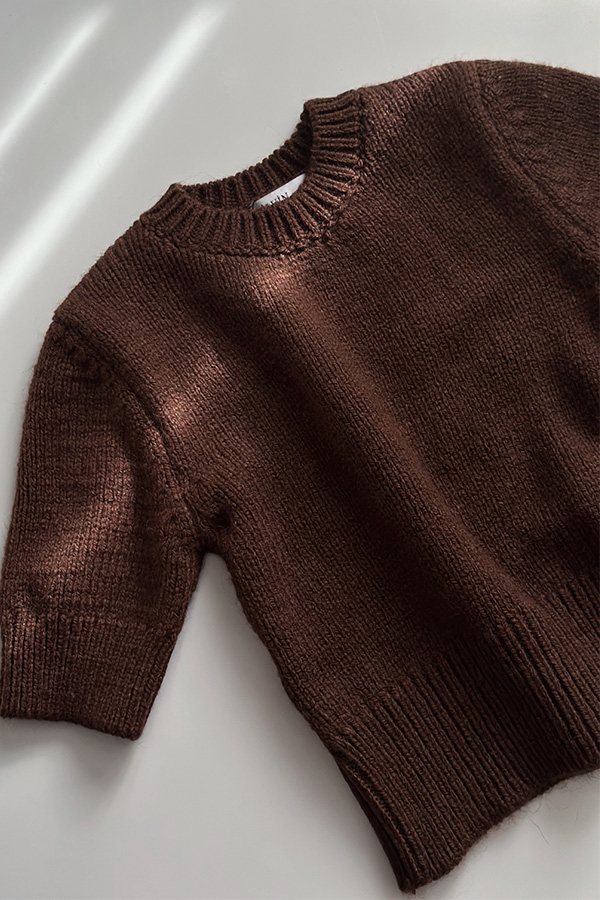 بافت استین کوتاه قهوه ای dilvin