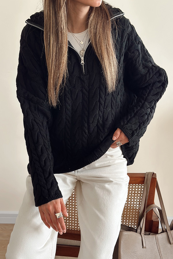 بافت نیم زیپ مشکی