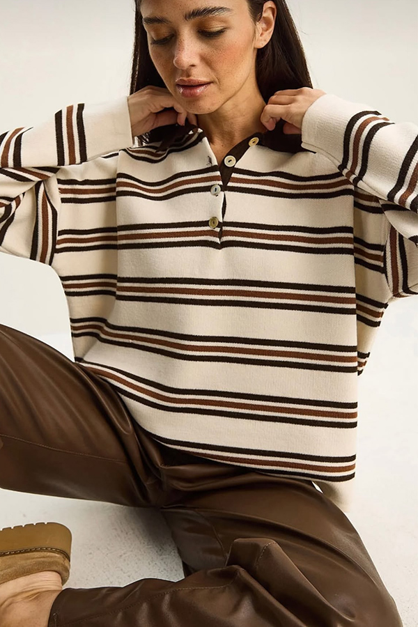 بلوز بافت راه راه chocolate ترک