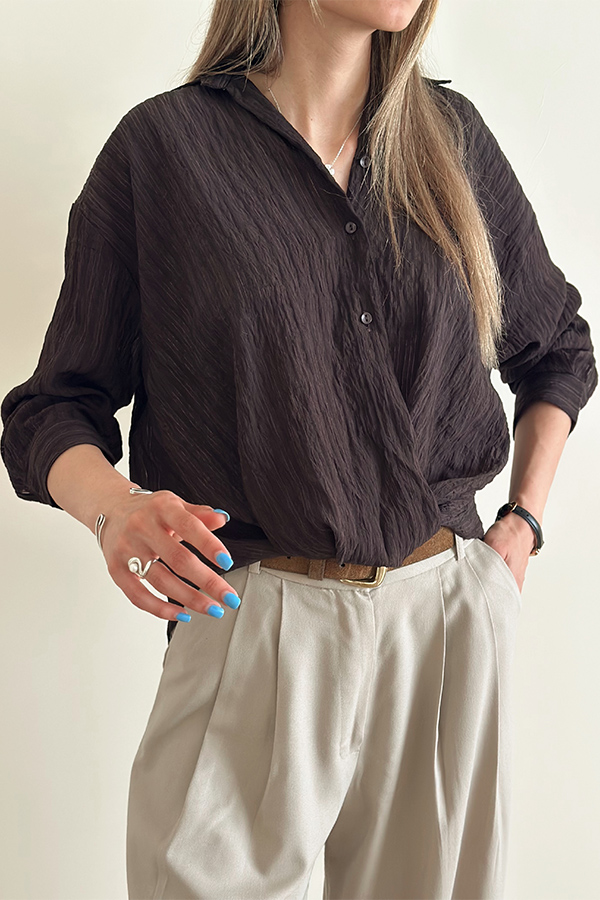 شومیز گره ای ترک ( قهوه ای)