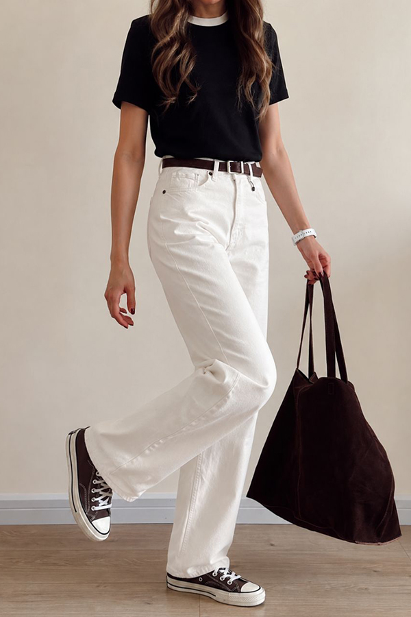 جین سفید straight ترک